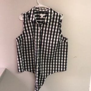 Charter Club Gingham-Print Tie-Hem Shirt